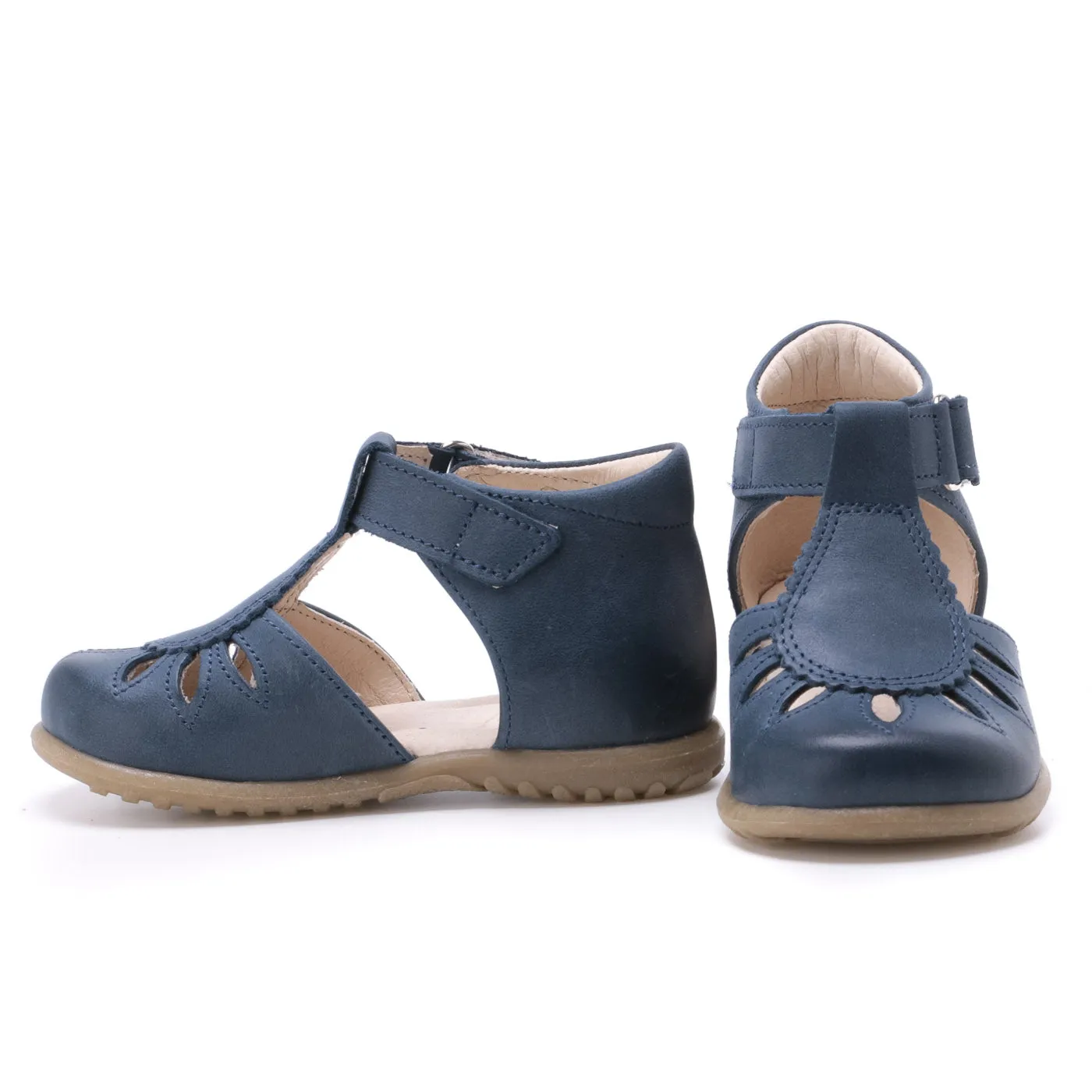 (2436-14) Emel navy blue Half-Open Shoes