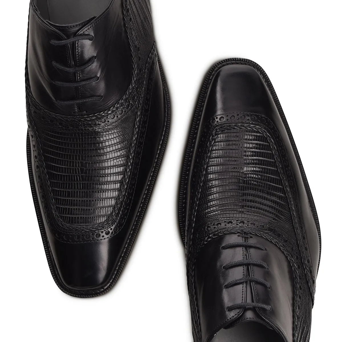 6B0LTBI - Cuadra black dress fashion lizard oxford shoes for men