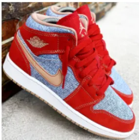 Air Jordan 1 Mid GS "Denim Red"