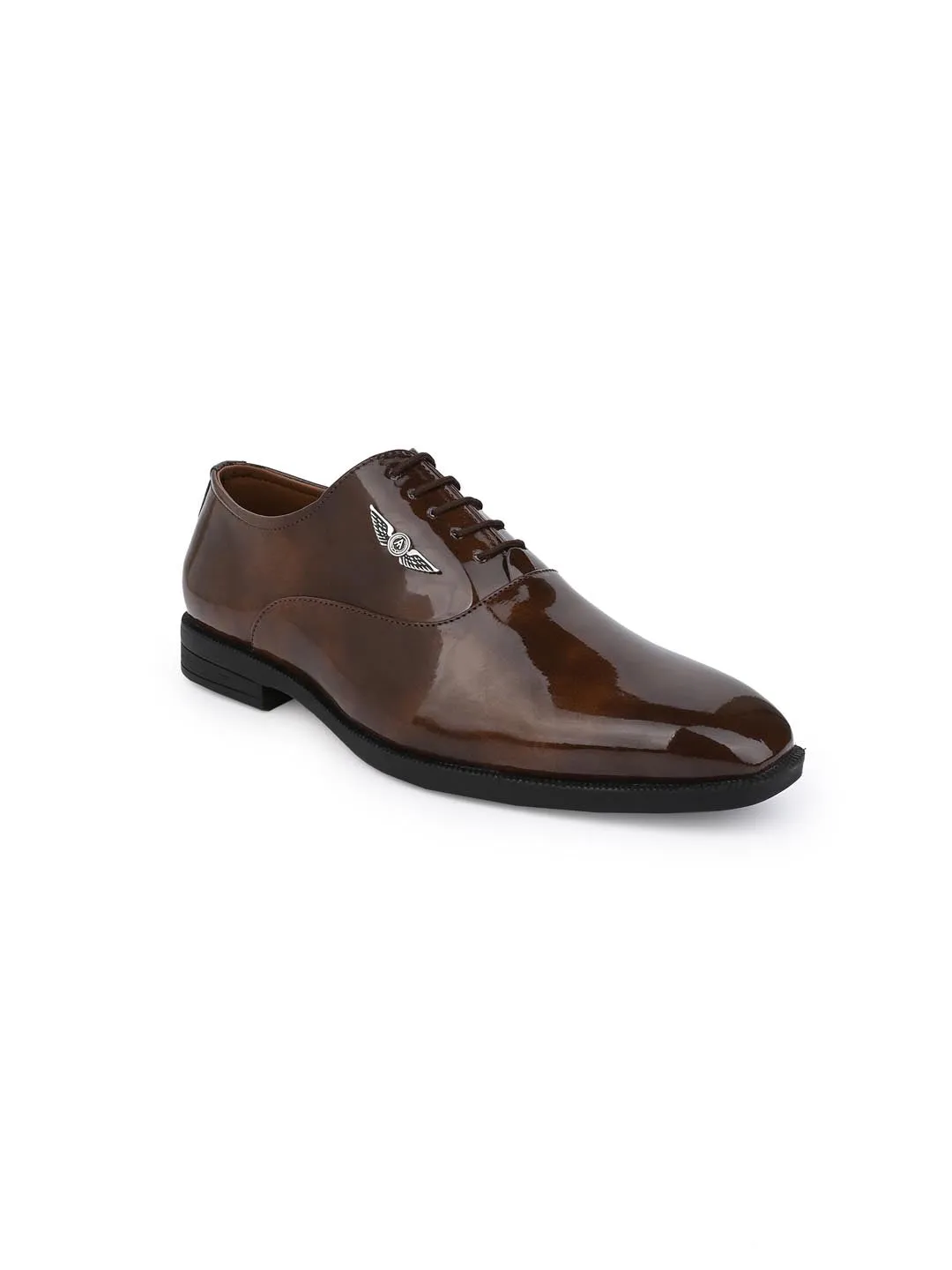 Alberto Torresi Tan Patent Lace up Formal Shoes