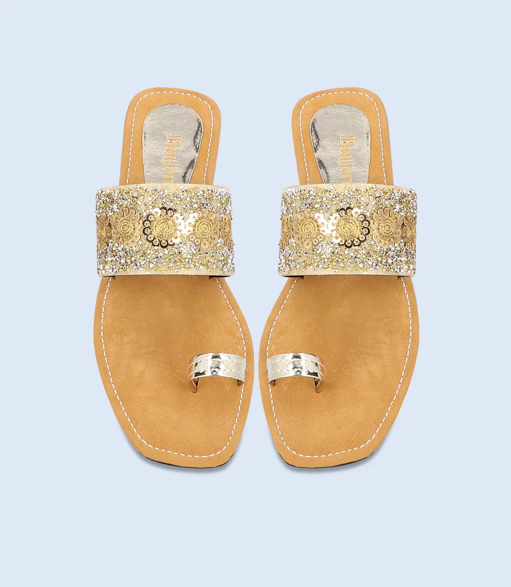 BW7468-GOLD-Women Casual Chappal