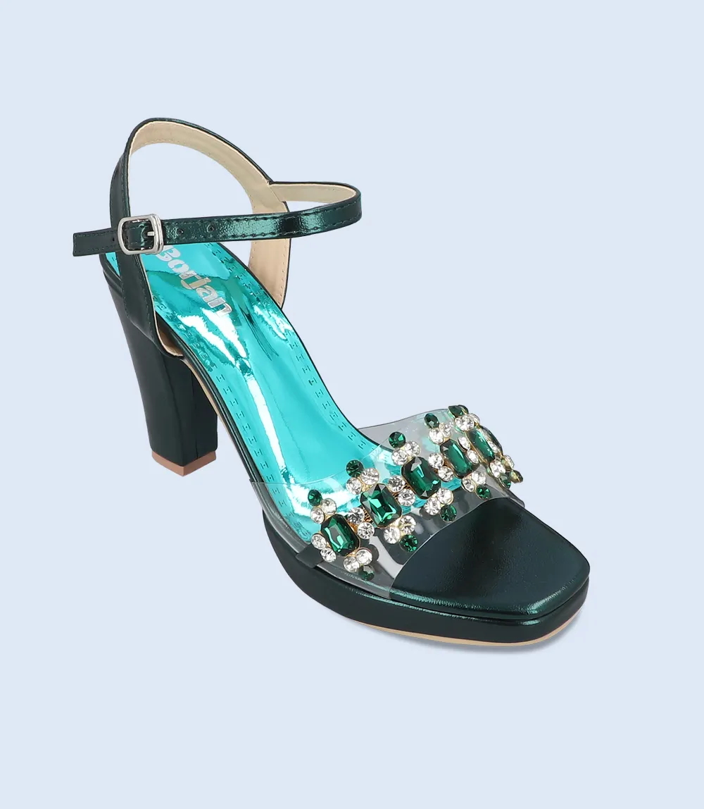 BW8734-GREEN-Women Formal Sandal Heels