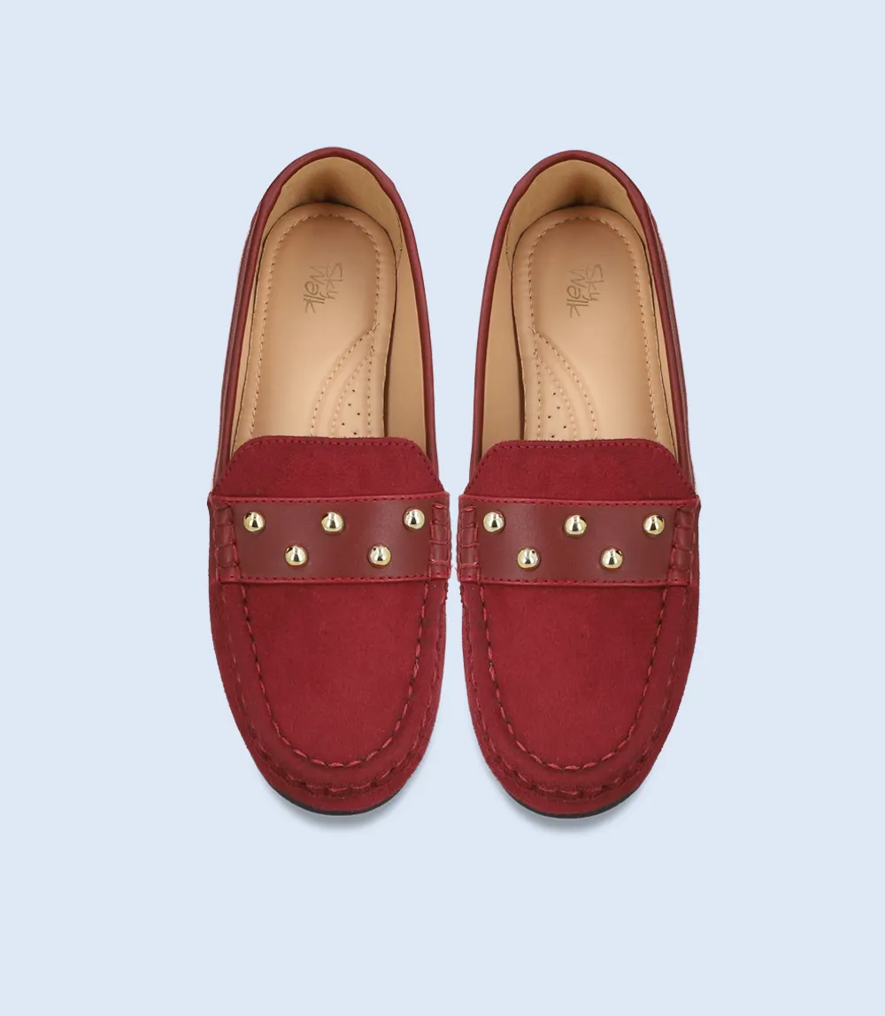 BW8884-MAROON-Women Comfort Moccasins