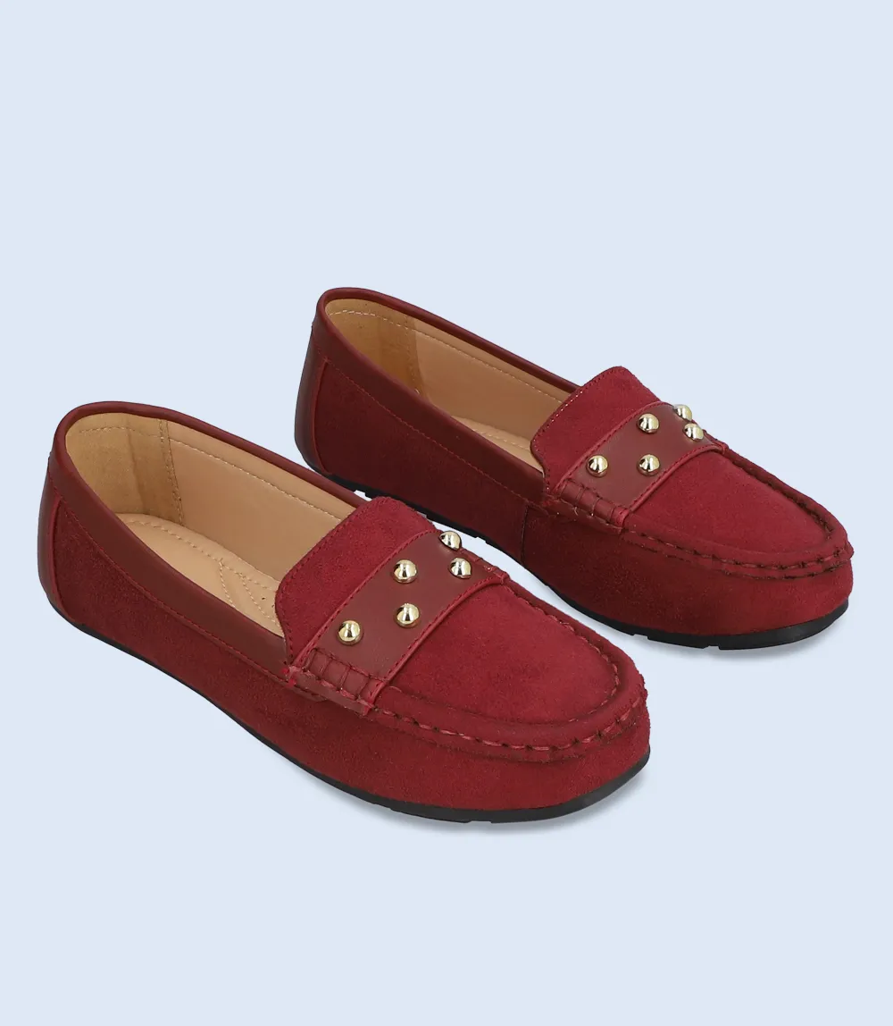 BW8884-MAROON-Women Comfort Moccasins