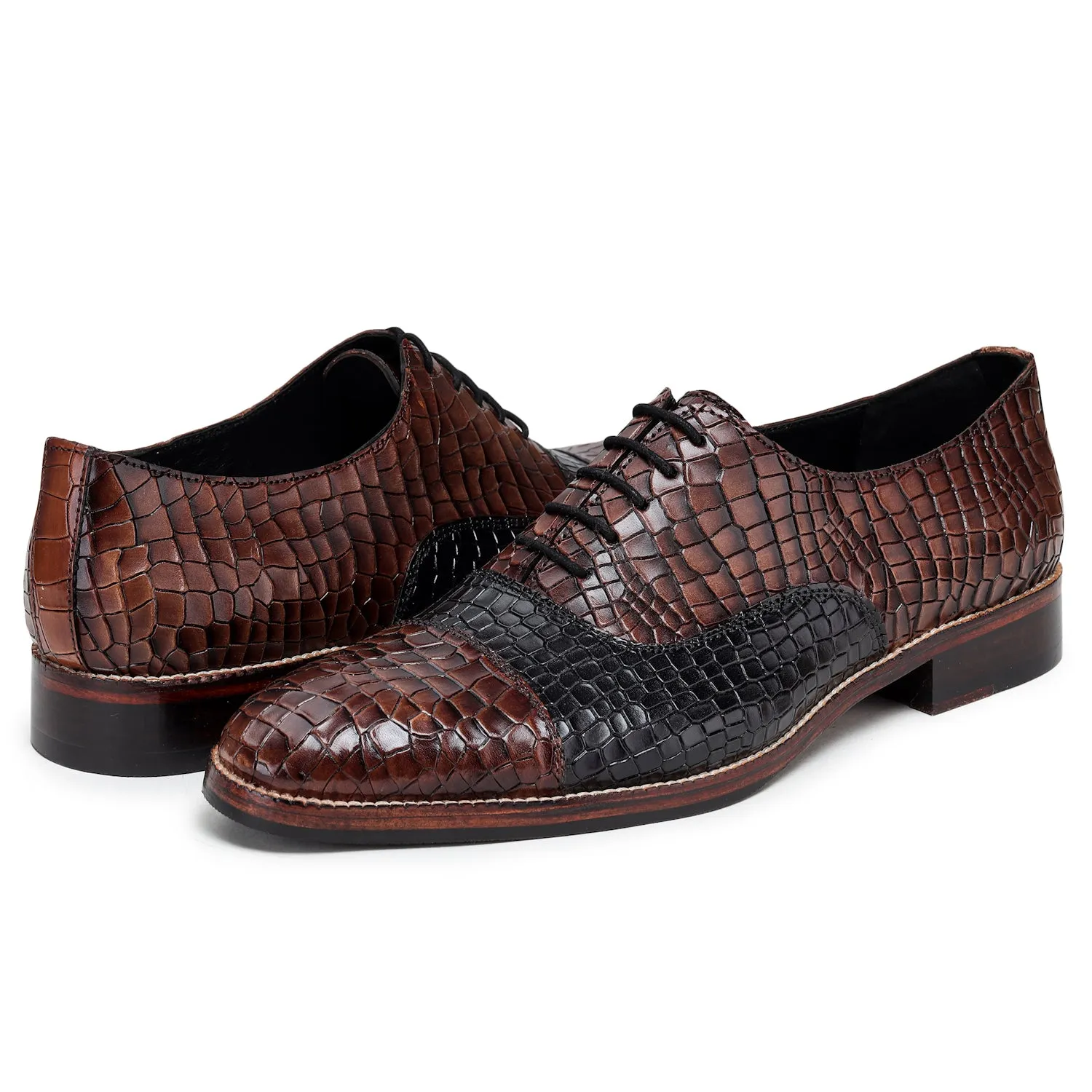 Classic Captoe Oxford- Croc Brown