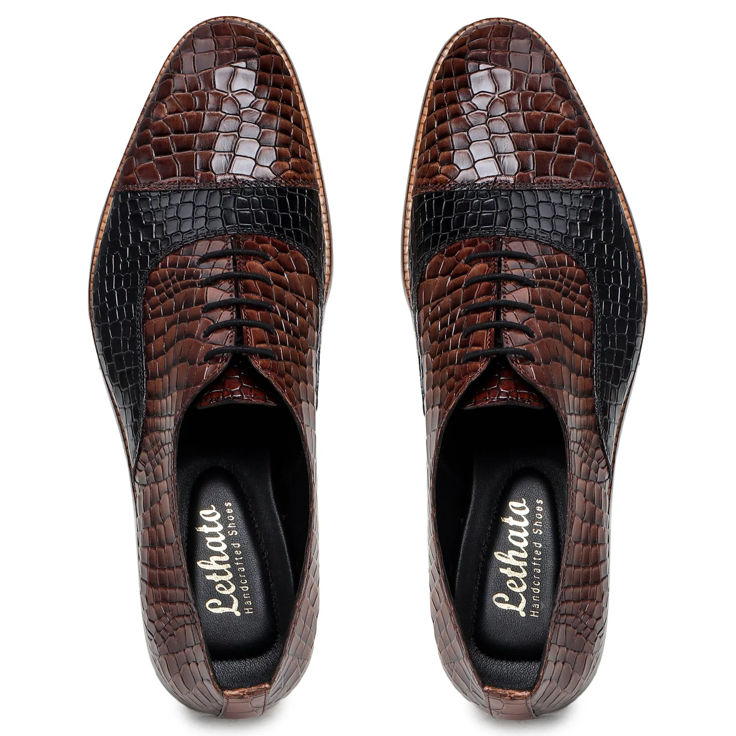 Classic Captoe Oxford- Croc Brown