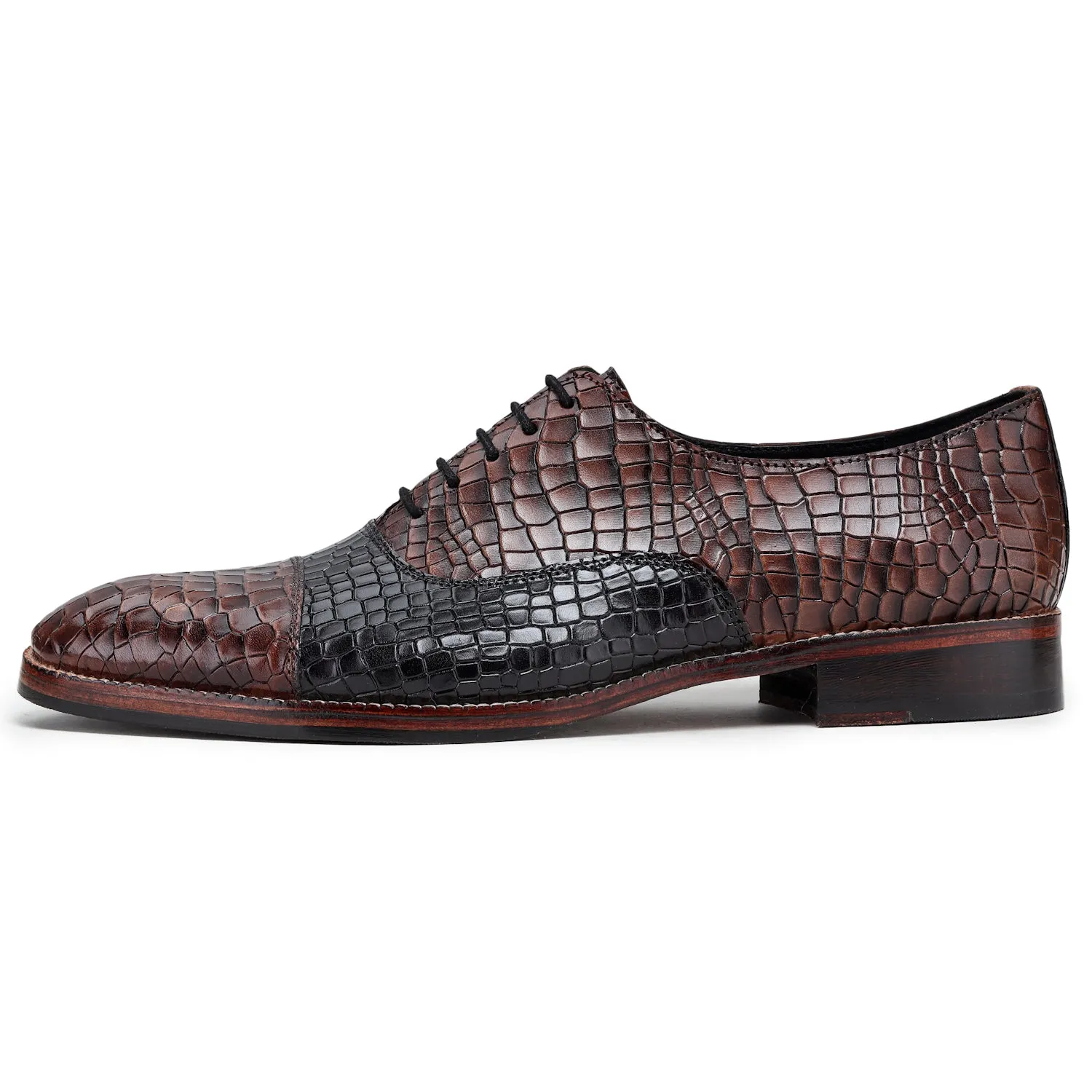 Classic Captoe Oxford- Croc Brown