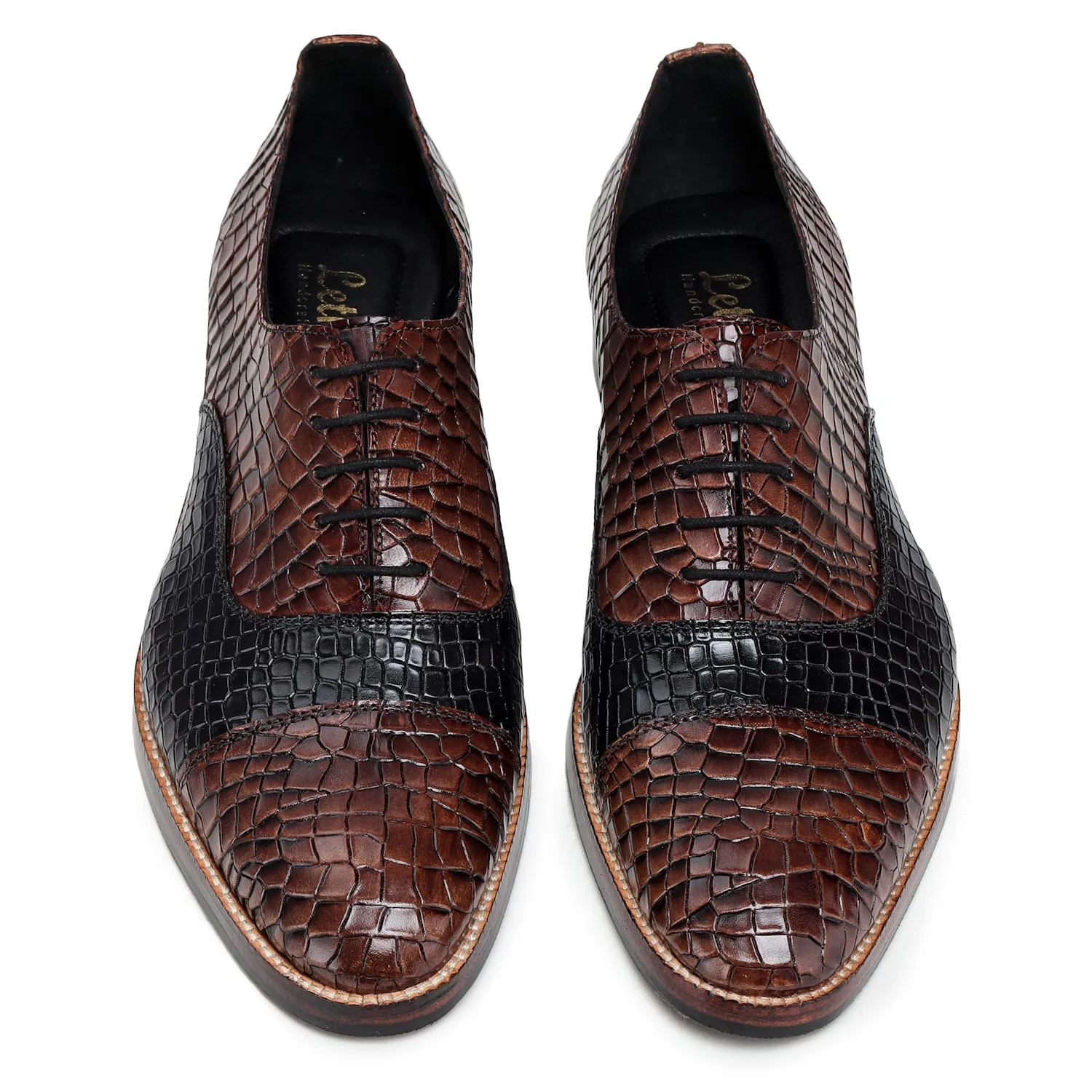 Classic Captoe Oxford- Croc Brown