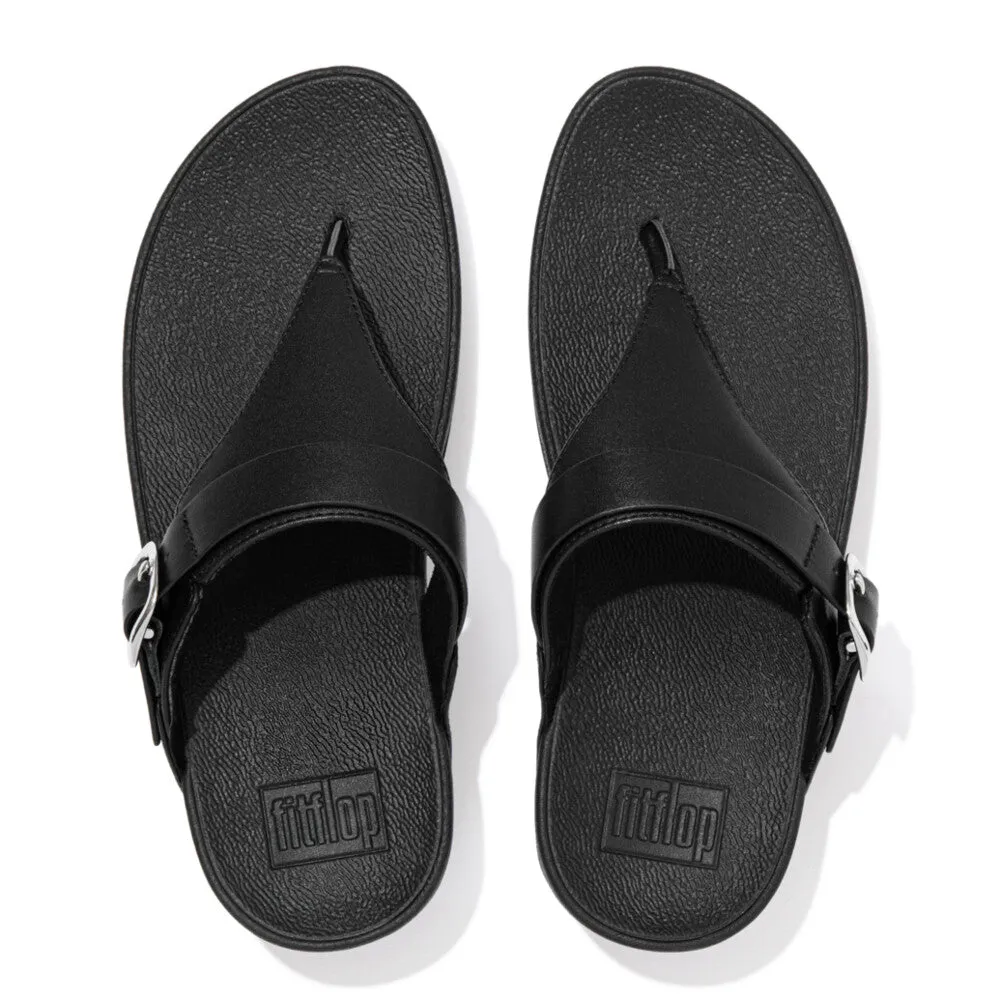 'FitFlop' Women's Lulu Adjustable Leather Toe-Posts Sandal - All Black