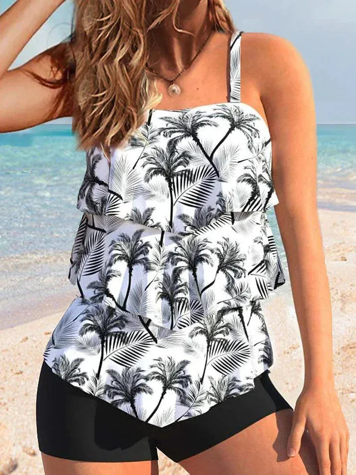 Floral Print Plus Size Tankini Swimsuit for Women