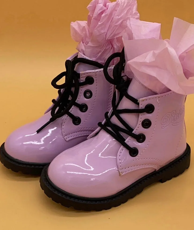 GIRLS FLOWER ME DOWN PINK BOOTS