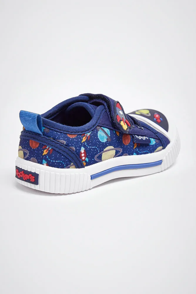 Infants Podlers Canvas Baby Shoes Strap Over Navy Zyon Space sale