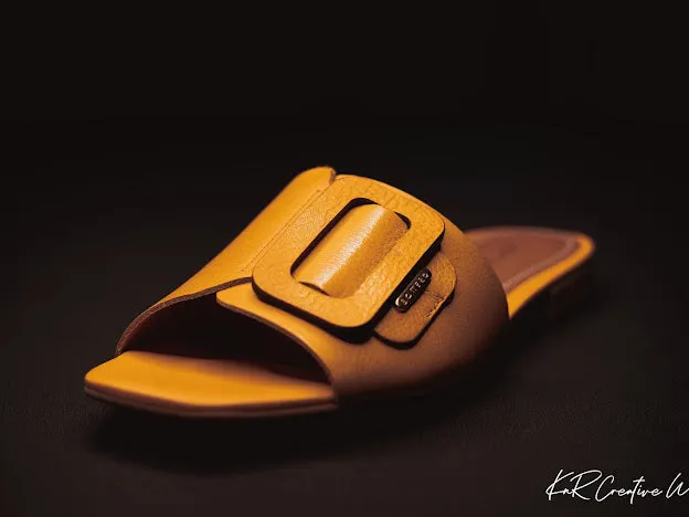 Leather metallic Roma Mustard