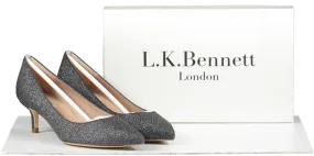 LK Bennett Grey Glitter Kitten Heel Court Shoes BNIB UK 5 EU 38 👠