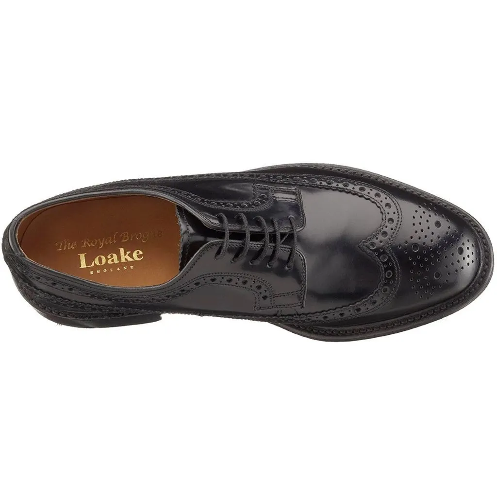 Loake Royal Black Mens Leather Full Brogue Lace-up Formal Shoes - UK 9.5