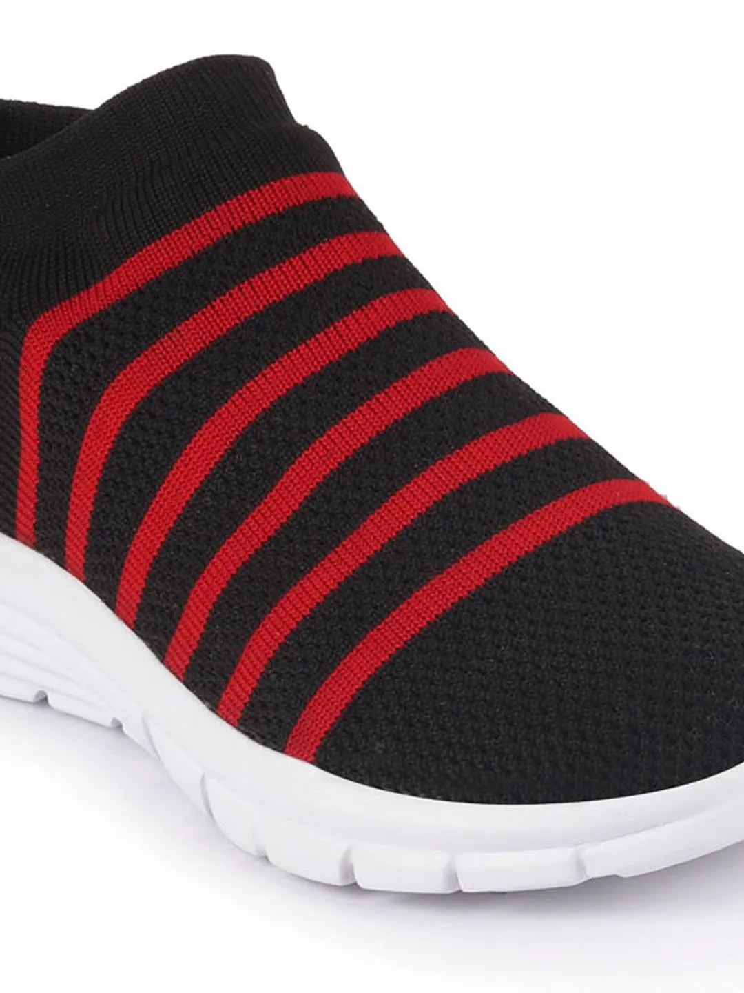 Men Black Knitted Sports Walking Shoes