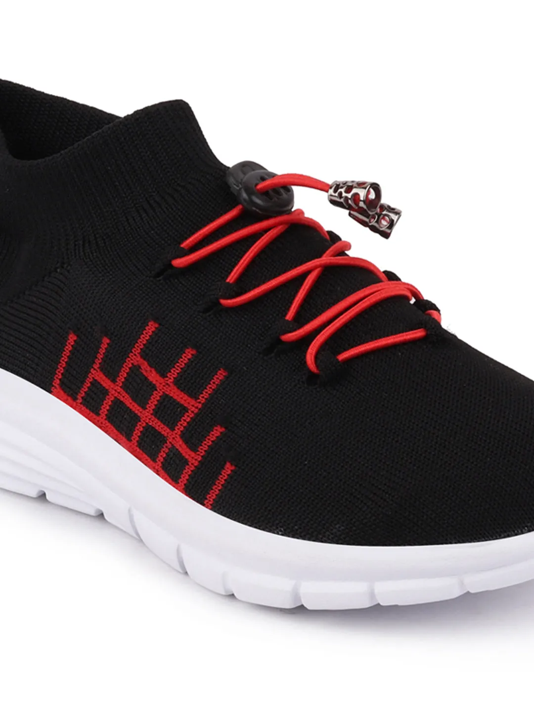 Men Black Sports Lace-Up Walking Shoes