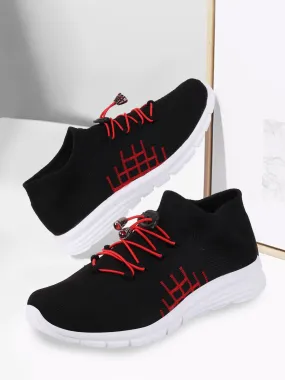 Men Black Sports Lace-Up Walking Shoes