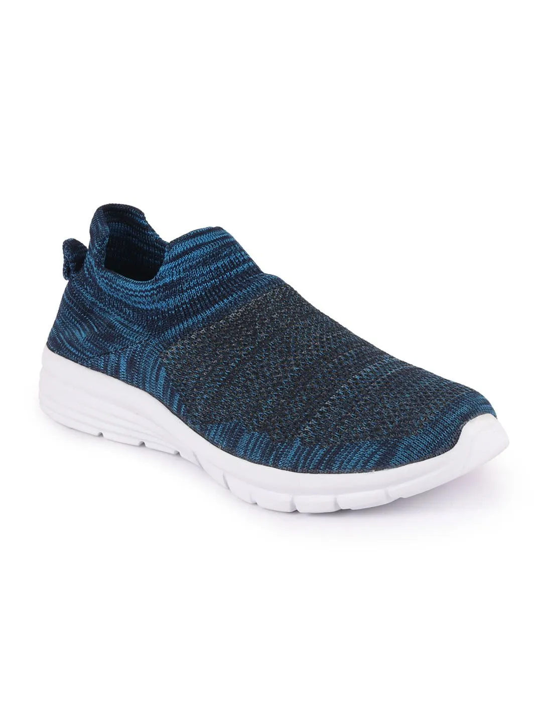 Men Blue Knitted Sports Walking Shoes