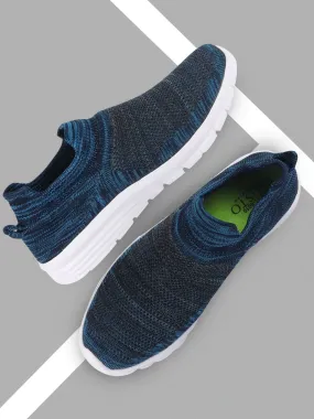 Men Blue Knitted Sports Walking Shoes