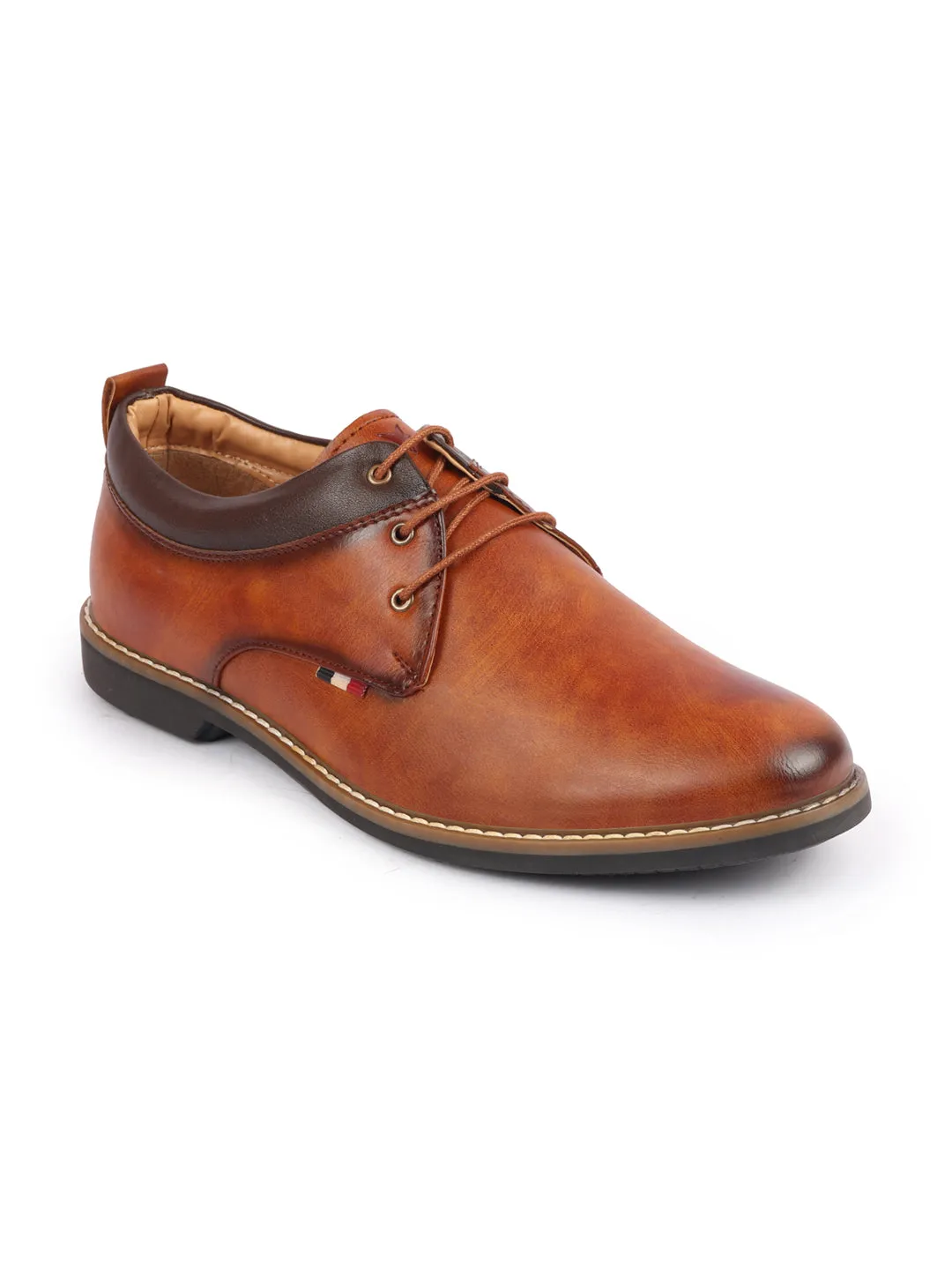 Men Camel Formal Lace Up Oxford Shoes with TPR Welted Sole