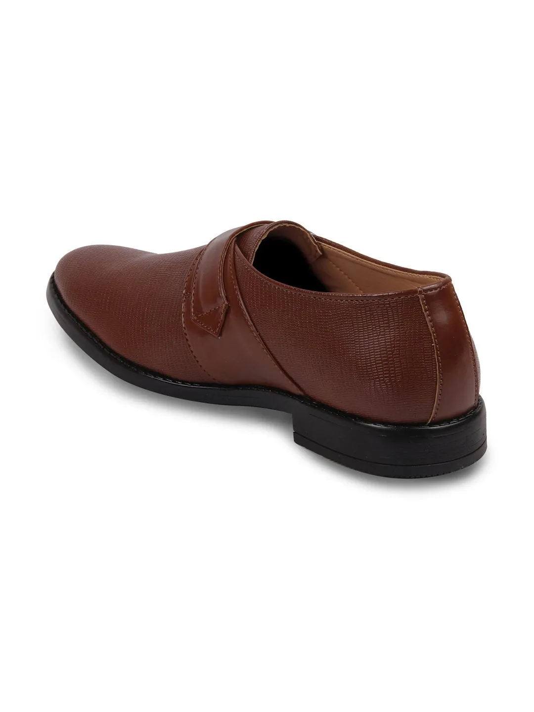 Men Tan Monk Single Strap Party Wear Shoes