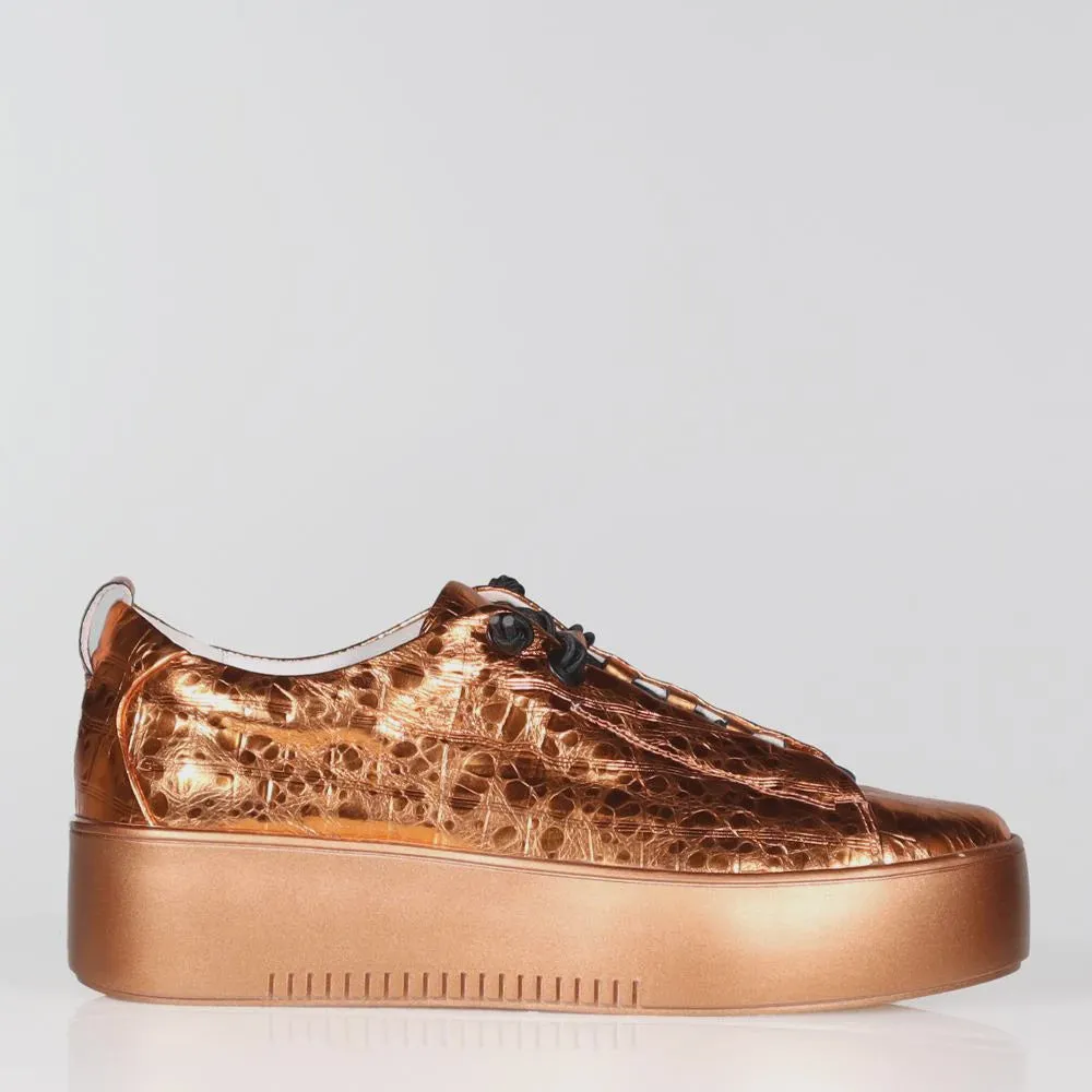 Minx Kerri Burnt Orange Metallic Croco Sneaker