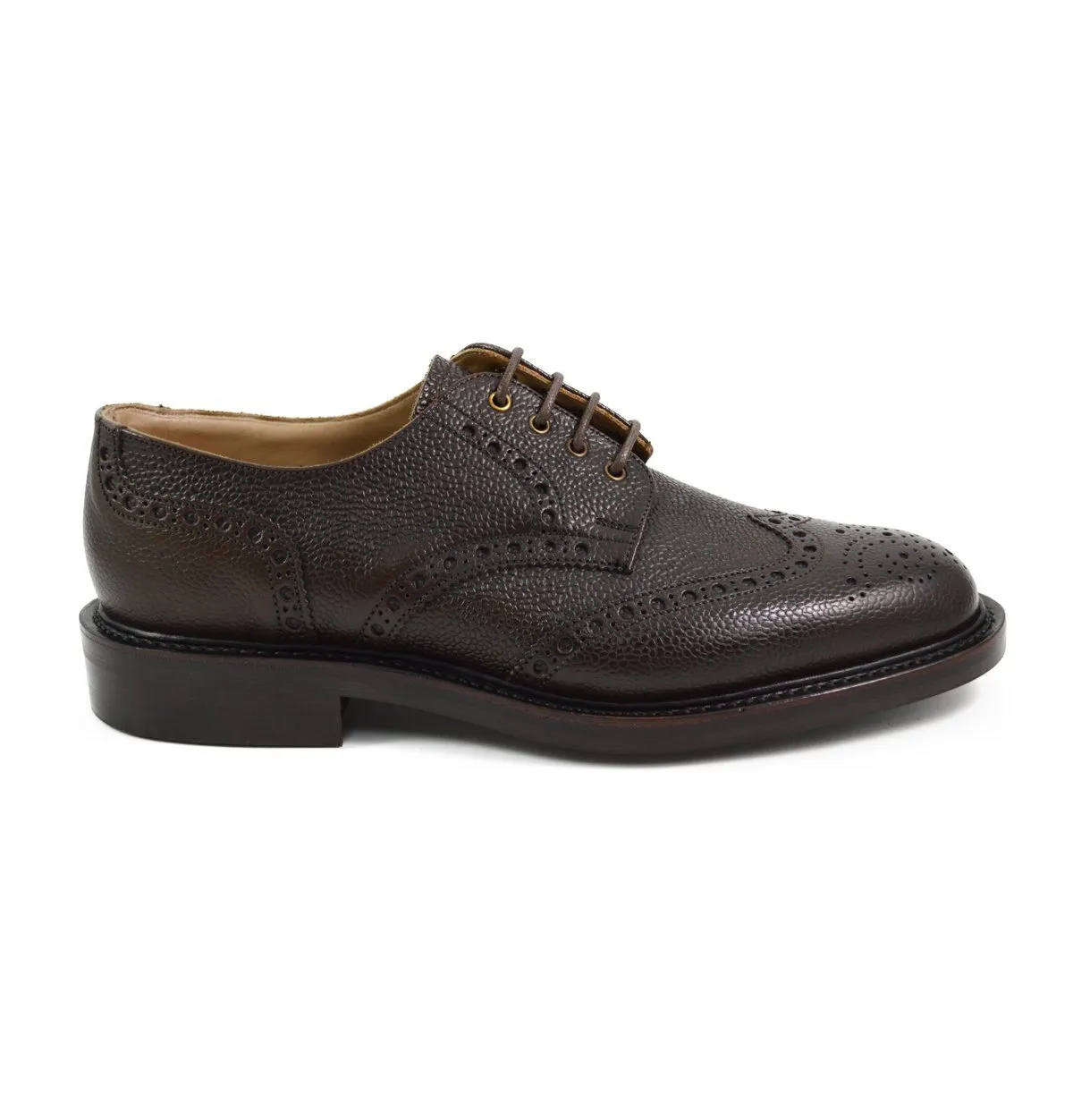 Mens NPS Wilson Walnut Grain Brogue Shoes with Durable Itshide Sole - Classic Footwear Elegance