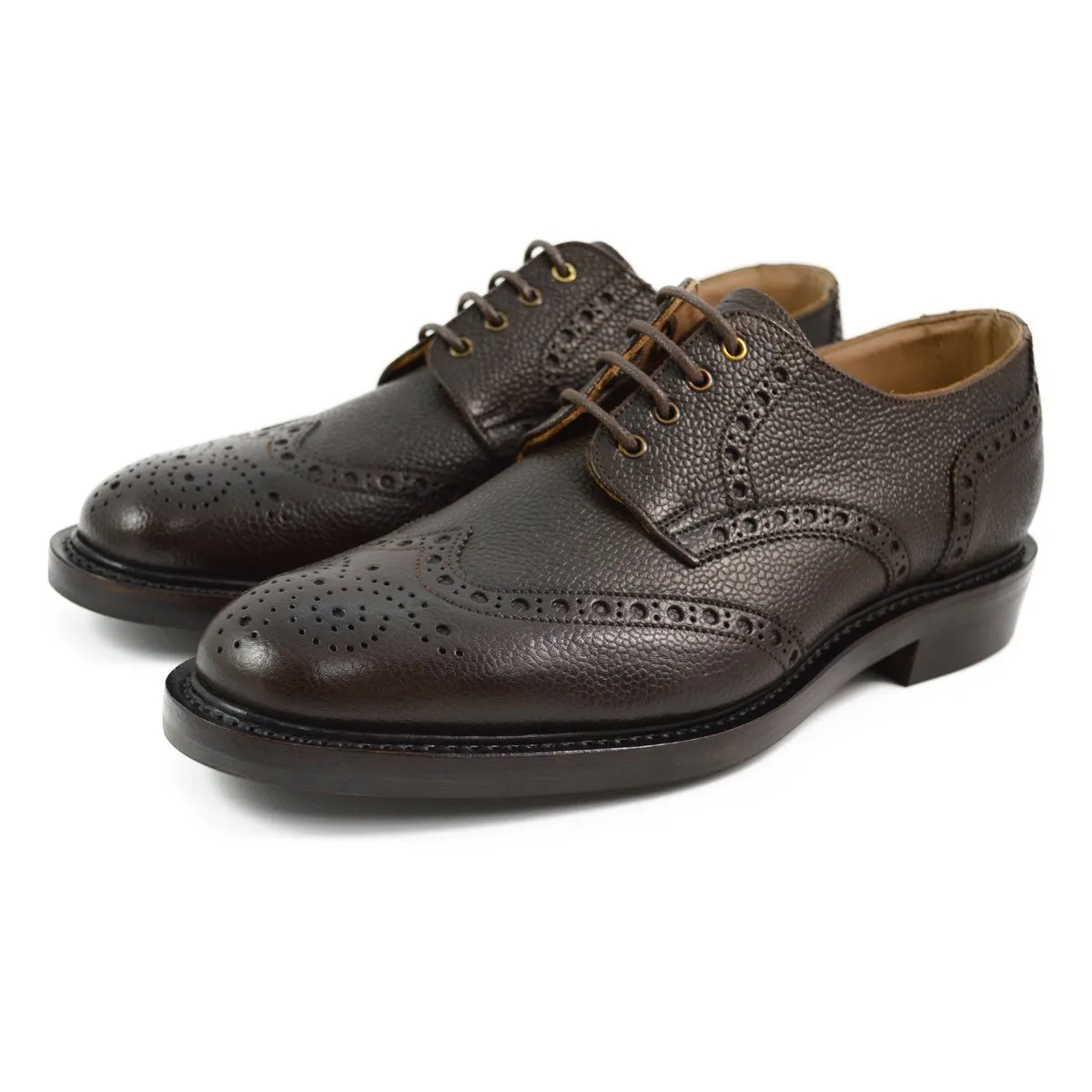 Mens NPS Wilson Walnut Grain Brogue Shoes with Durable Itshide Sole - Classic Footwear Elegance