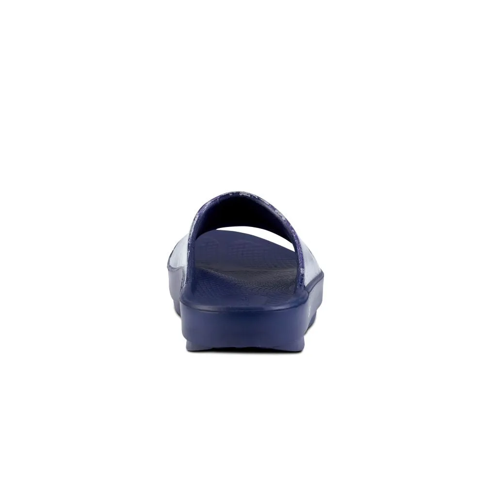 'OOFOS' Women's OOahh Slide Limited Edition - Navy / Silver / Silver Snake