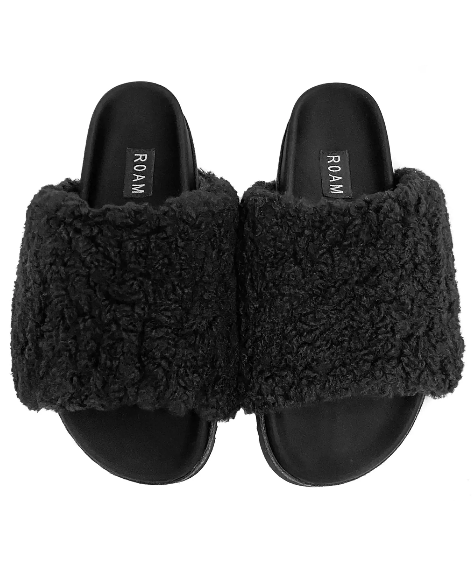 Roam Women Fuzzy Slider Black