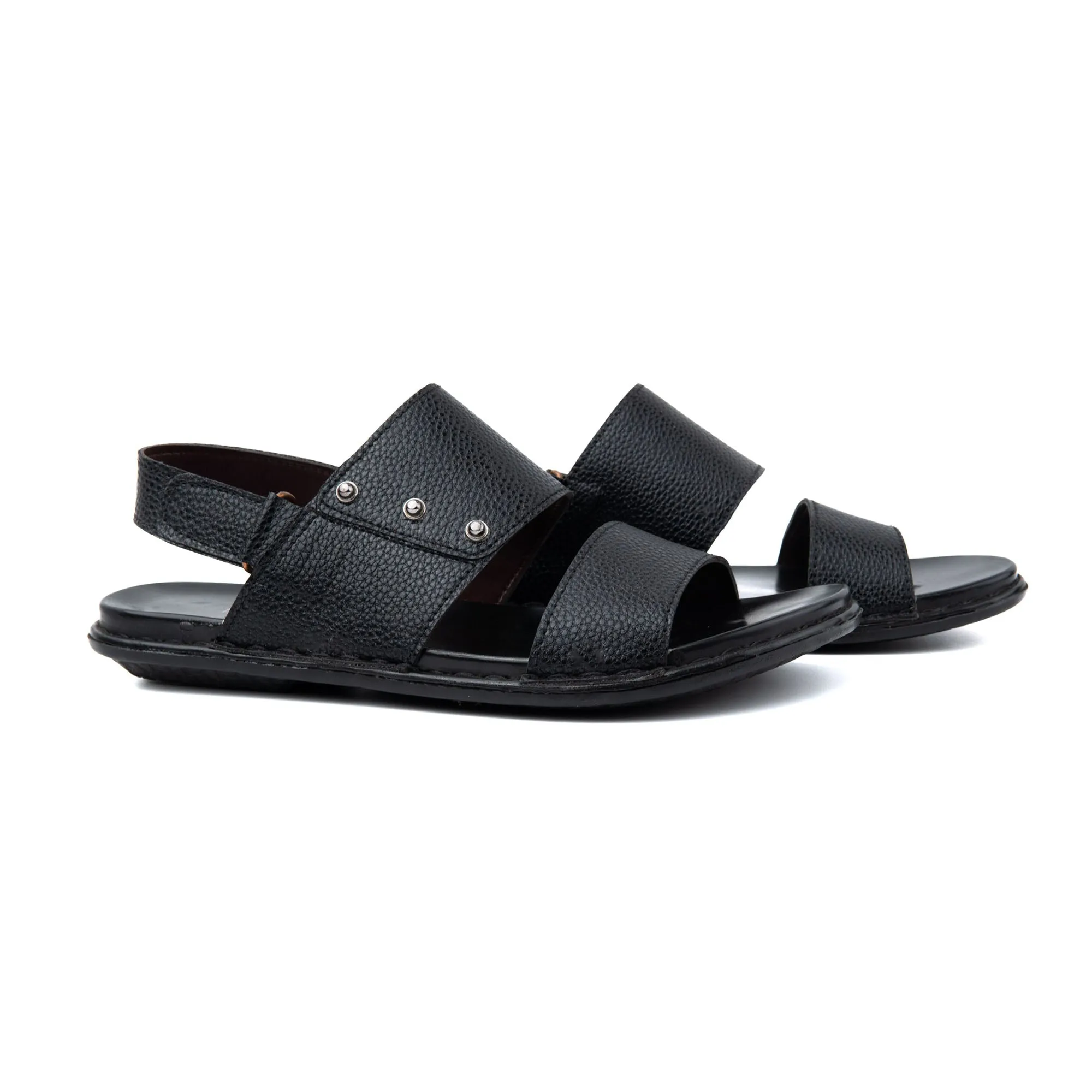 Side Dot Buckled Men Leather Sandals