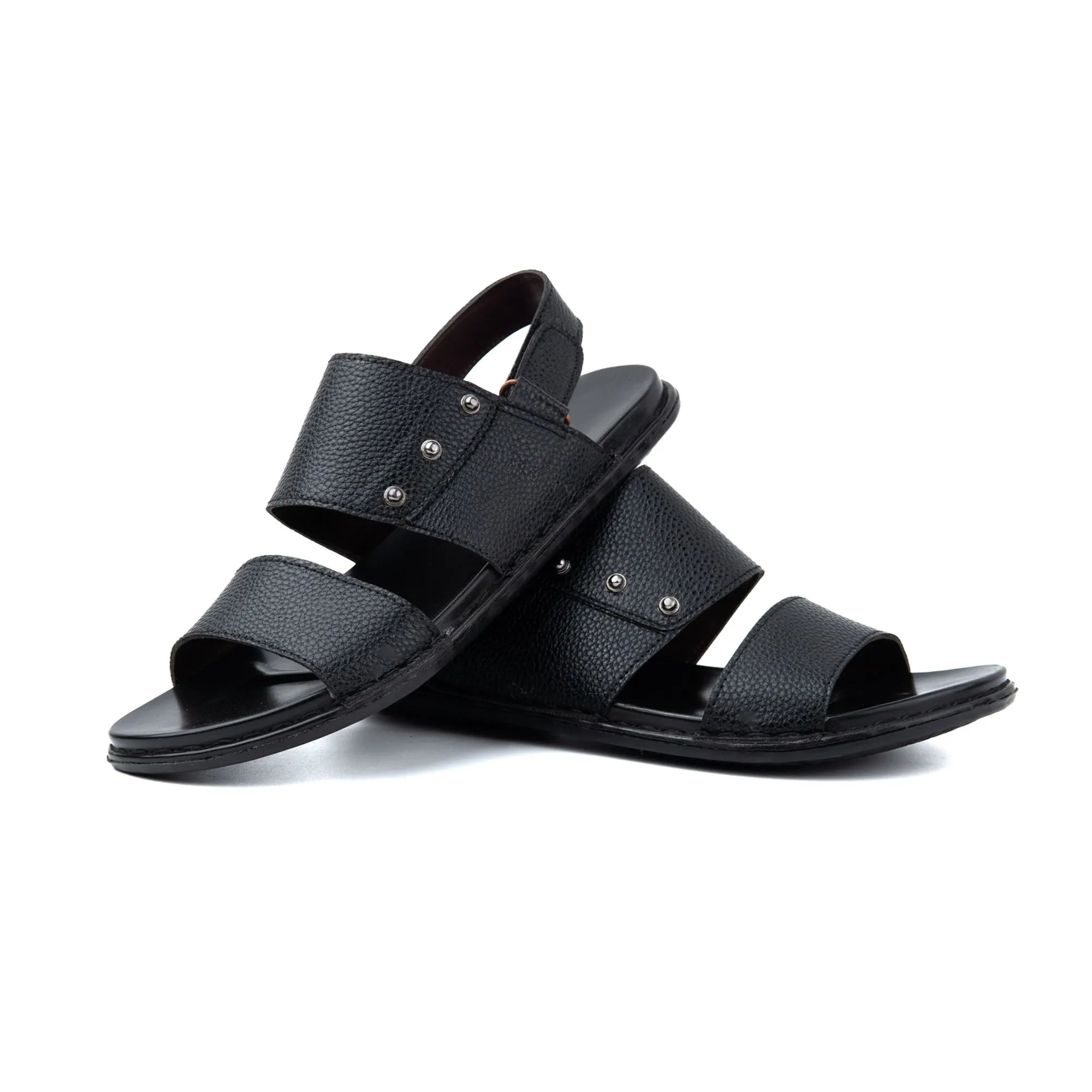 Side Dot Buckled Men Leather Sandals