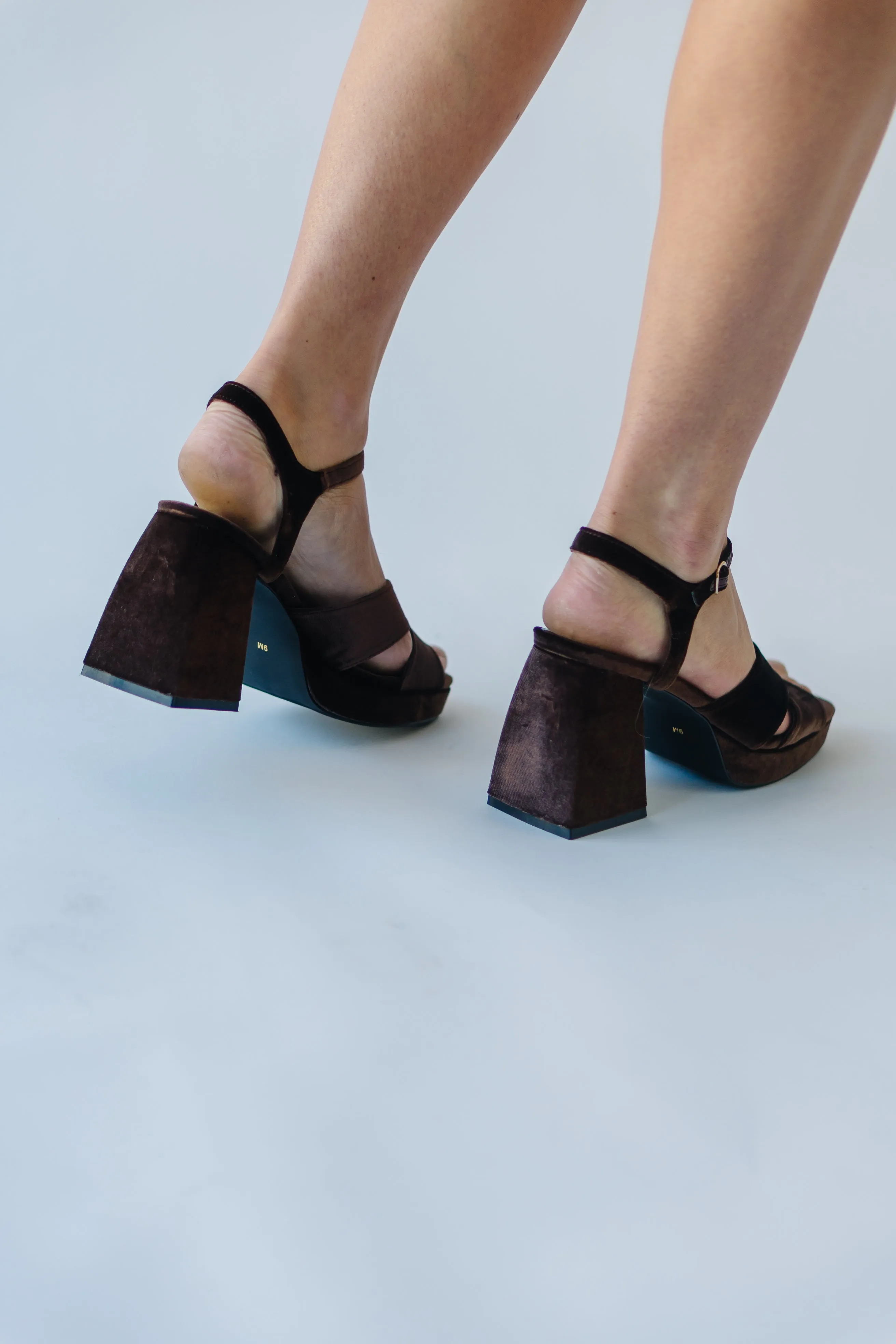 The Robin Velvet Heel in Chocolate