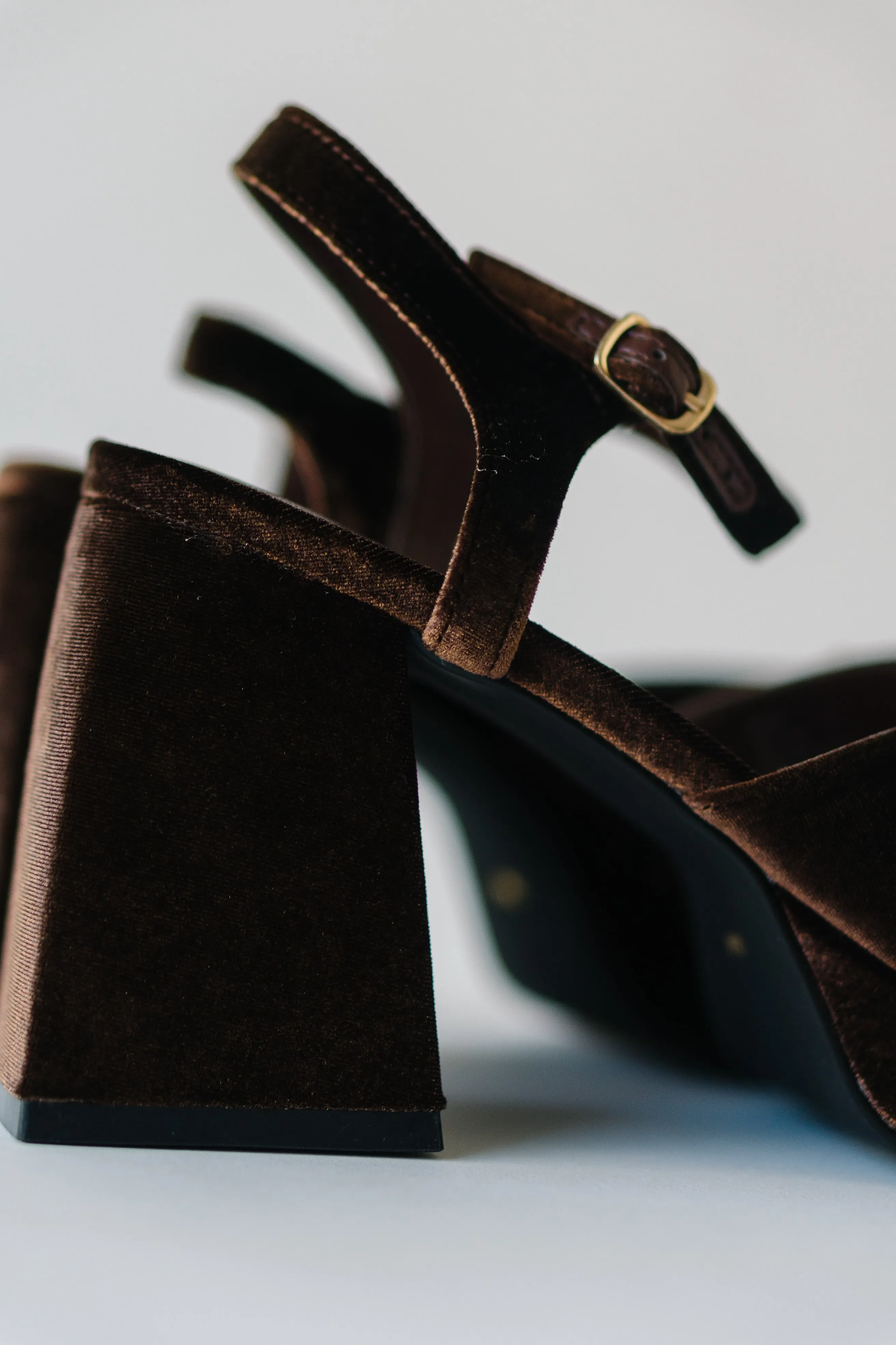 The Robin Velvet Heel in Chocolate