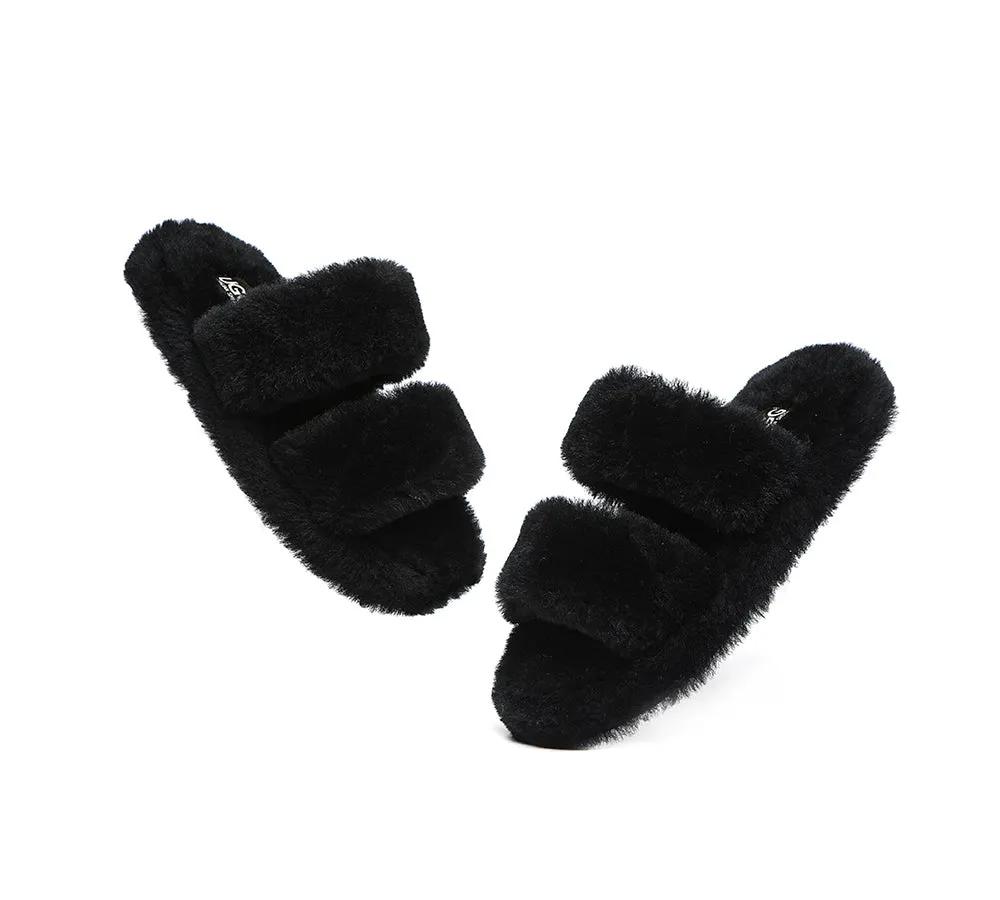 UGG Australian Shepherd Double Strap Fluffy Slides Women Jessica