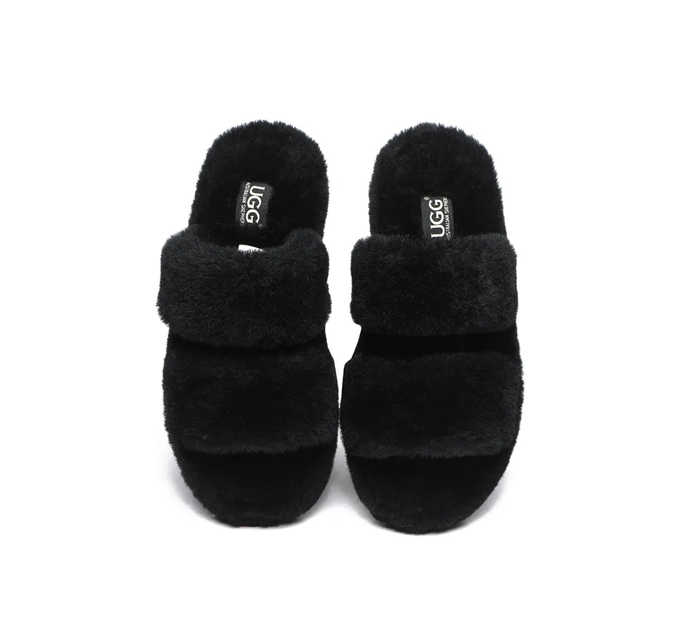 UGG Australian Shepherd Double Strap Fluffy Slides Women Jessica