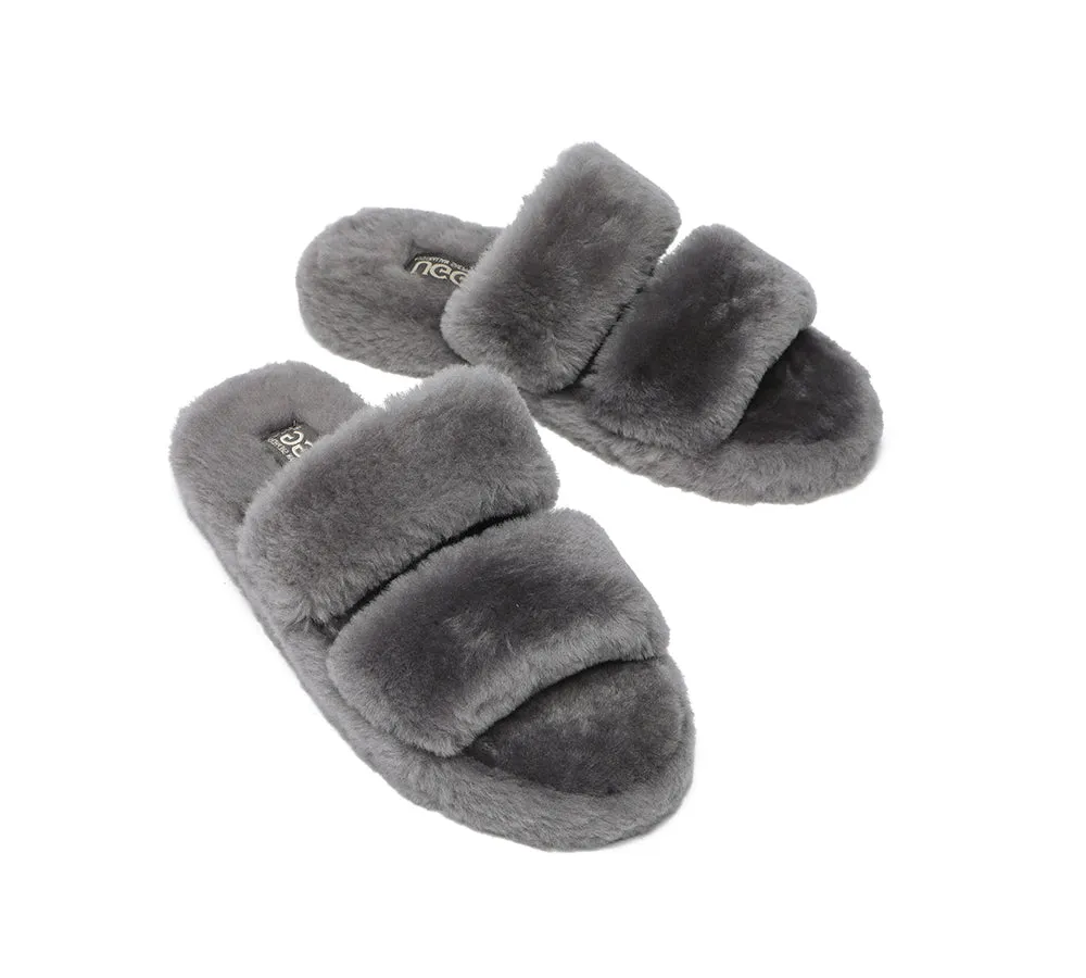 UGG Australian Shepherd Double Strap Fluffy Slides Women Jessica