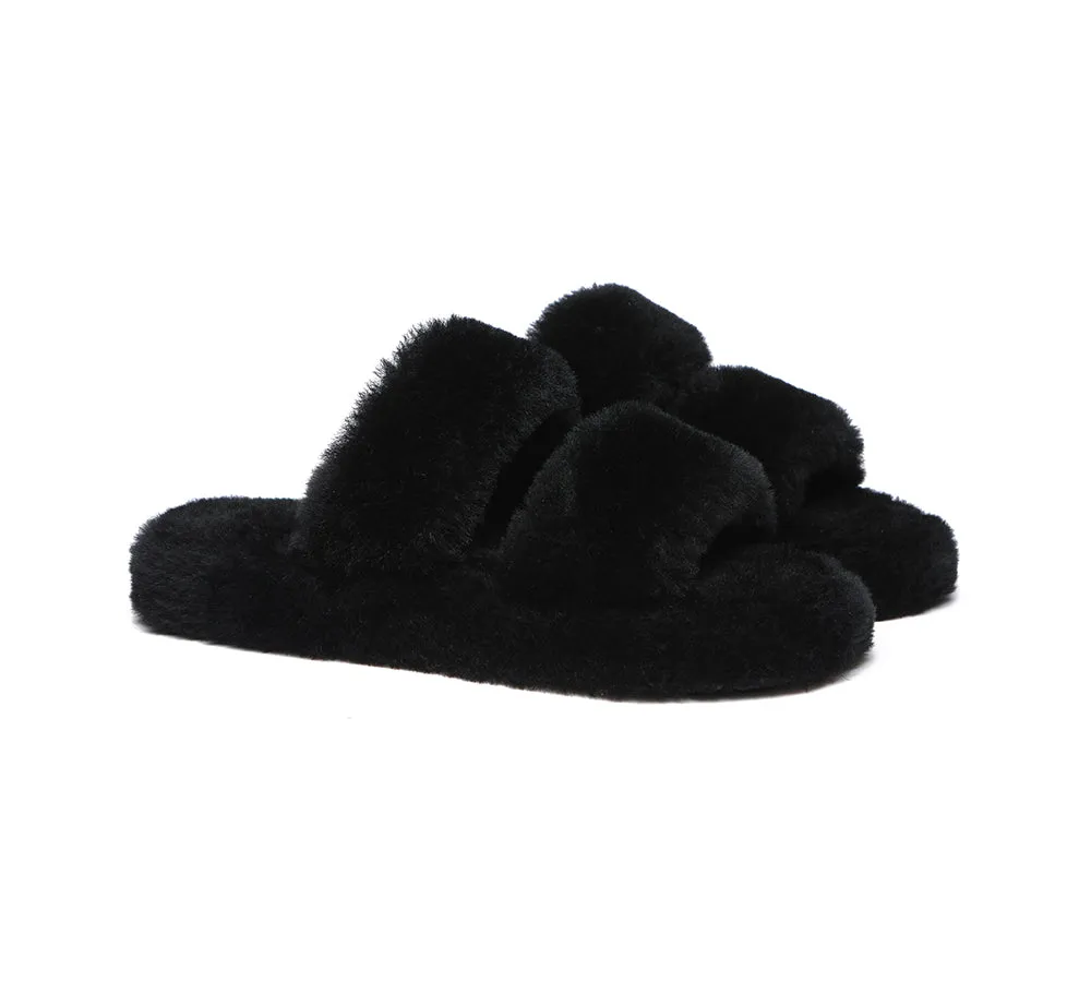 UGG Australian Shepherd Double Strap Fluffy Slides Women Jessica