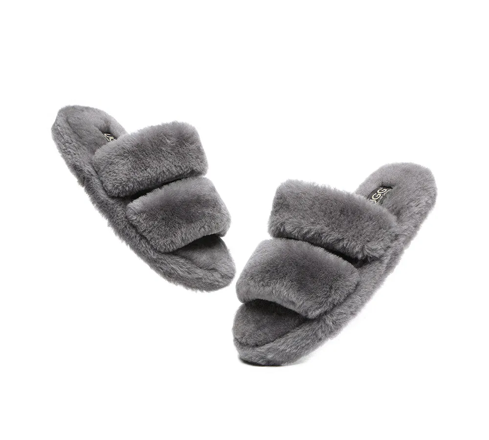 UGG Australian Shepherd Double Strap Fluffy Slides Women Jessica