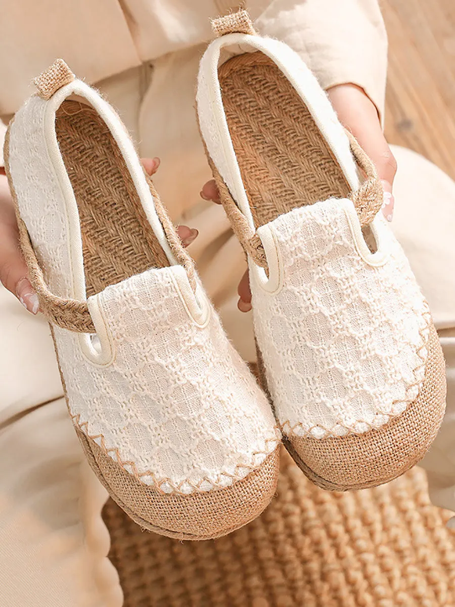 Women Ethnic Summer Linen Cotton Flat Shoes PA1027