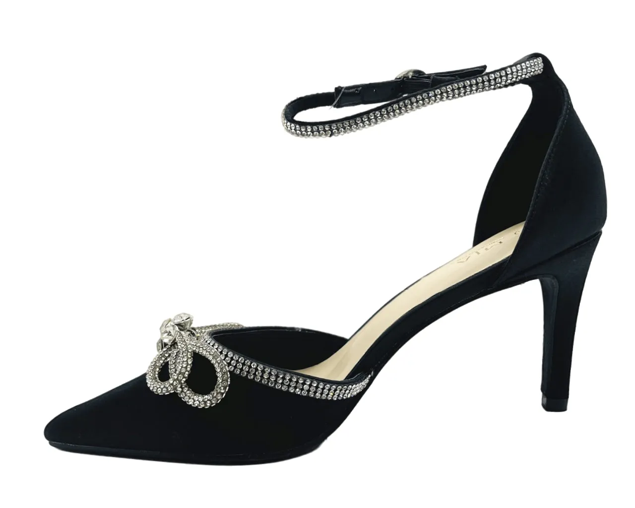 Women's Satin Diamante Open Court Shoes