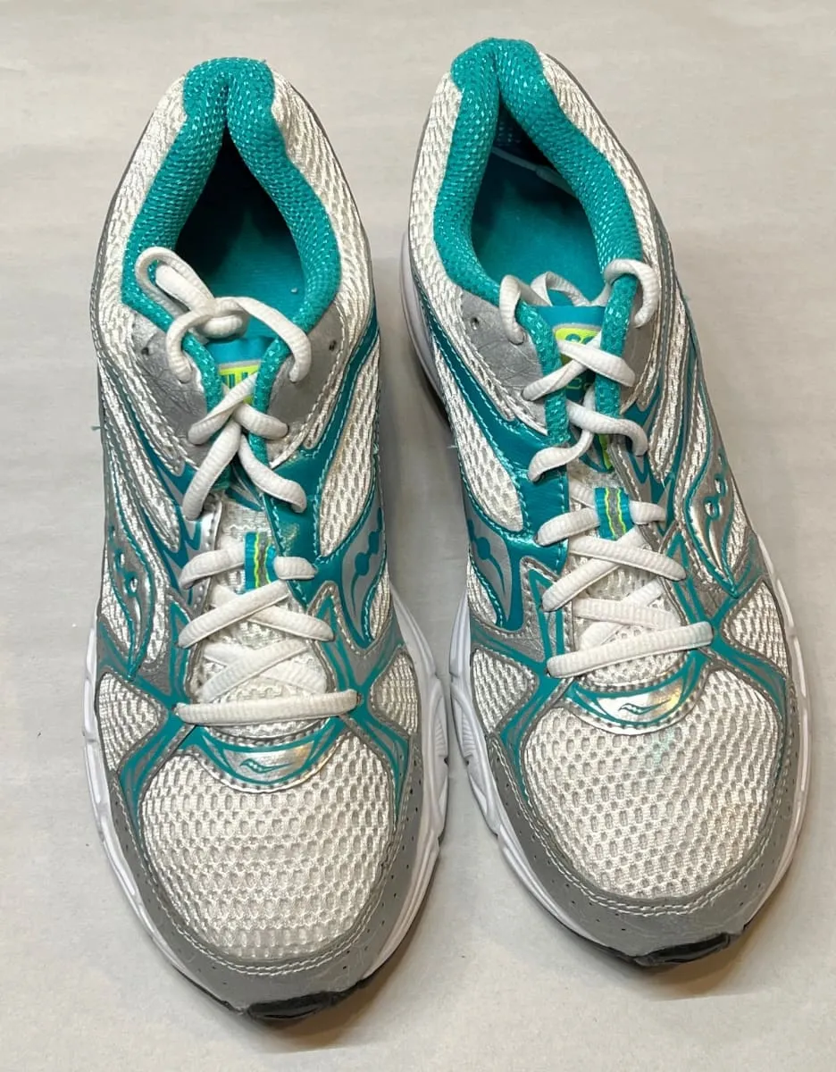 Women's Saucony Grid Cohesion 6 -- White/Teal/Citron -- Running Shoe -- Size 9