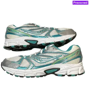 Women's Saucony Grid Cohesion 6 -- White/Teal/Citron -- Running Shoe -- Size 9